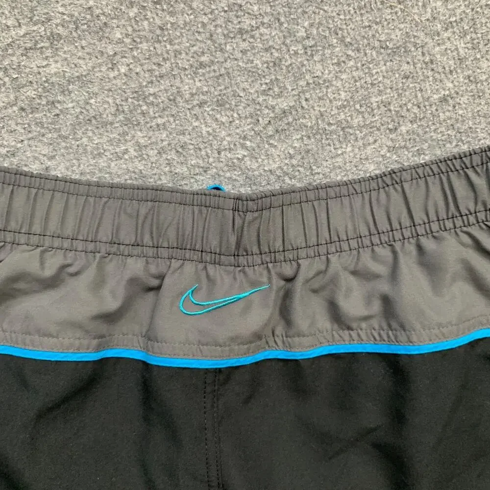 Nike Swim Shorts Mens Small Black Blue Surge 9-Inch Volley Swimwear‎ Brief Lined